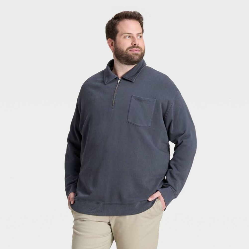 Goodfellow & Co - Men's Big & Tall Vintage 1/4 Zip Sweatshirt - Good Gray